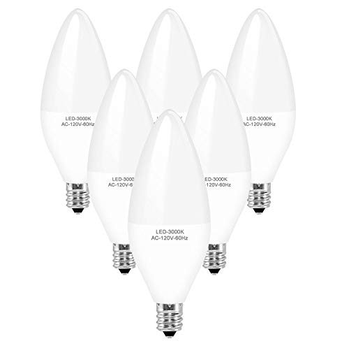 E12 LED Candle Light Bulb 40W Equivalent 4W Dimmable B11 Candelabra Base Chandelier Lightbulb 3000K Warm White 120V 400 Lumens Pack of 6 E12 LED Candle Light Bulb 40W Equivalent 4W Dimmable B11 Candelabra Base Chandelier Lightbulb 3000K Warm White 120V 400 Lumens Pack of 6