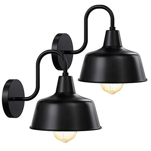Barn Sconces Wall Lighting  QcoQce 2 Pack Barn Light Fixtures Industrial Vintage Gooseneck Light  Wall Lamp Porch Light for Indoor Outdoor