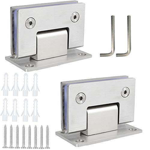 OrdLive 2PCS Frameless Glass Door Hinges Shower Room Accessories 90 Degree Glass Door Hinge  Hinge Stainless Steel Bathroom Clip  Cabinet for 8-12mm G