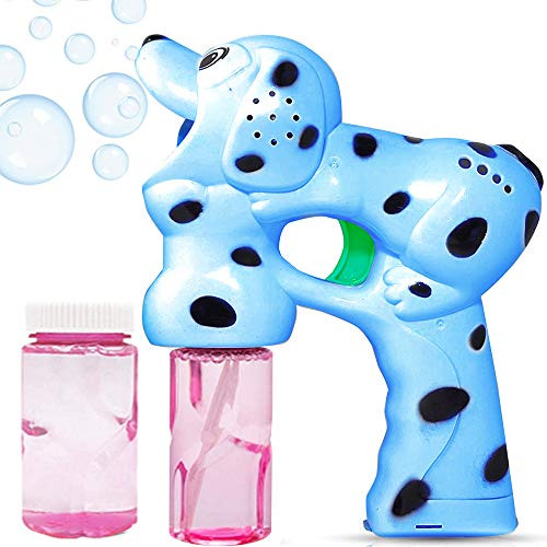 JXSLED Blue Puppy Bubble Shooter Gun  Bubble Blower with LED Flashing Lights Dog Bubble Blaster Toy -Blue-