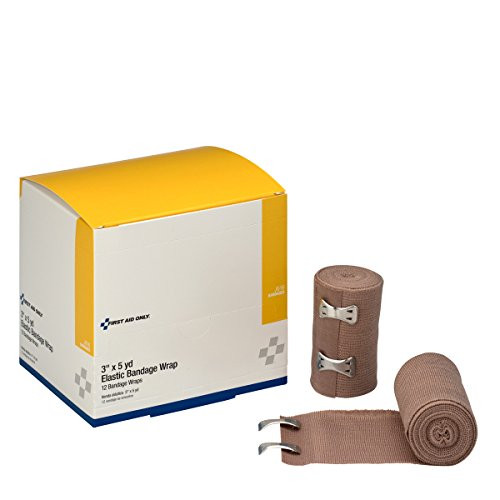 First Aid Only 3" X 5 Yd. Elastic Bandage, Latex-free With Two Fasteners, 12-Count Boxes