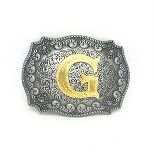 Belt Buckle for Men- Initial Letters ABCDJMR to Z Western Cowboy Alphabet Rodeo Small Belt Buckles -G-