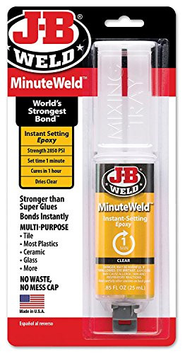 J-B Weld 50101 MinuteWeld Instant-Setting Epoxy Syringe - Dries Clear - 25ml -2-