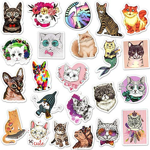 Waterproof Vinyl Cat Laptop Water Bottle Binder Stickers Pack -50 Pcs-