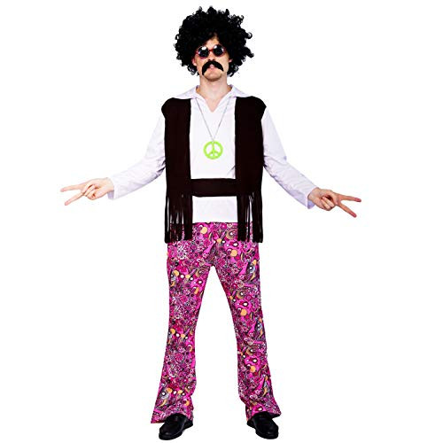 PGOND Mens 60s 70s Disco Flower Hippie Retro Fancy Dress Costume