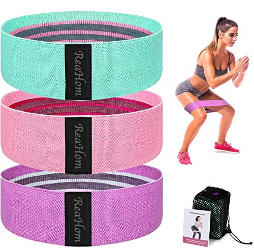 ReaHom Resistance Bands for Legs and Butt Exercise Bands - Non Slip Elastic Booty Bands 3 Levels Workout Bands Women Sports Fitness Band for Pilates ReaHom Resistance Bands for Legs and Butt Exercise Bands - Non Slip Elastic Booty Bands 3 Levels Workout Bands Women Sports Fitness Band for Pilates