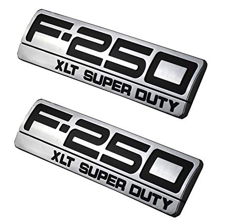 F250 XLT Emblems  2pcs F-250 XLT Super Duty Side Fender Badge 3D Logo Replacement for F250 XLT Pickup Chrome