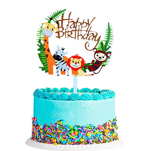 Animal World 1 Pcs Cake Topper Acrylic Cake Topper Happy Birthday Cake Topper Cake Decoration Supplies