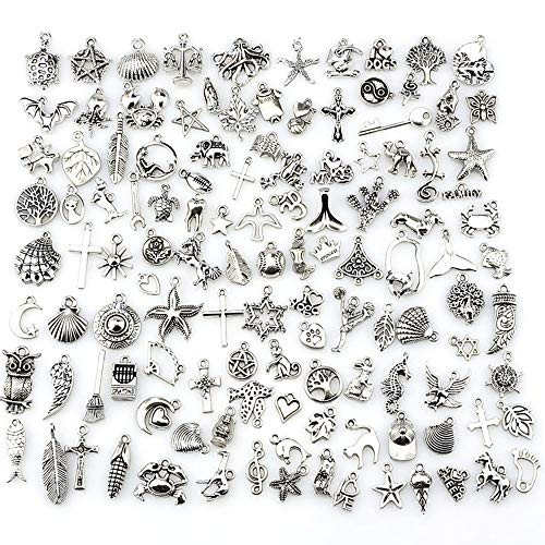 300 Pcs Wholesale Bulk Lots Jewelry Making Silver Charms Mixed Smooth Tibetan Silver Metal Charms Pendants DIY for Necklace Bracelet Jewelry Making an 300 Pcs Wholesale Bulk Lots Jewelry Making Silver Charms Mixed Smooth Tibetan Silver Metal Charms Pendants DIY for Necklace Bracelet Jewelry Making an
