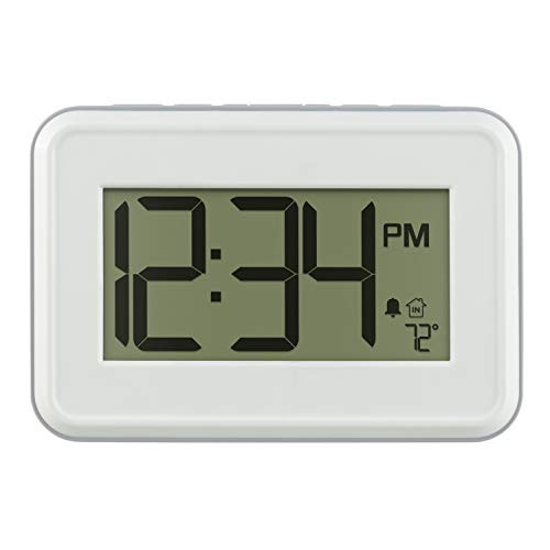 La Crosse Technology 513-113W-INT Digital White Wall Clock with Temperature and Countdown Timer