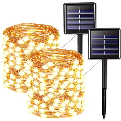 JMEXSUSS Super Bright Oversize Solar Christmas Lights 2 Pack 66ft 200 LED Solar String Lights Outdoor Waterproof 8 Modes Warm White Copper Wire Sola JMEXSUSS Super Bright Oversize Solar Christmas Lights 2 Pack 66ft 200 LED Solar String Lights Outdoor Waterproof 8 Modes Warm White Copper Wire Sola