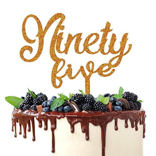 AERZETIX Happy 95th Birthday Cake Topper Acrylic Gold Giltter Ninety Five Cake Decor 95 Years Old Birthday Anniversary Party Decorations Supplies