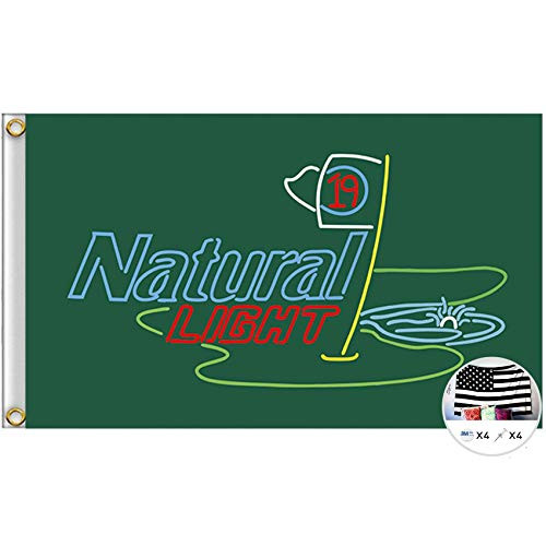Probsin Natural Light 19th Hole Flag Cool Beer Flags 3x5 Feet Banner Funny Poster UV Resistance Fading and Durable Man Cave Wall Flag with Brass Grommet