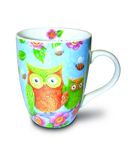 Divinity Boutique Inspirational Ceramic Mug, Patterned Owls with Scripture, Multicolor