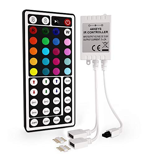 SHINELINE LED Lights Remote Control with Controller  44 Keys IR Remote Controller Replacement for RGB Led Strip Lights-1 to 2 Controller-
