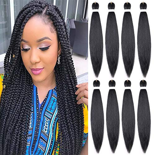 8 Packs 26 Inch Pre-Stretched Braiding Hair Extensions 90g Easy Braid Professional Itch Free Synthetic Fiber Corchet Braids Yaki Texture Hot Water Set