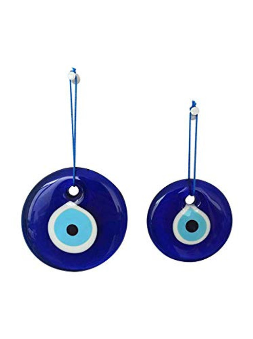 Erbulus Turkish Glass Blue Evil Eye Wall Hanging Ornament - Turkish Nazar Beads - Evil Eye Home Protection Charm Set of 2 - Wall Decor Amulet in a Box Erbulus Turkish Glass Blue Evil Eye Wall Hanging Ornament - Turkish Nazar Beads - Evil Eye Home Protection Charm Set of 2 - Wall Decor Amulet in a Box