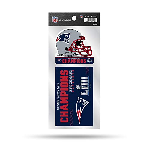 Rico Industries NFL New England Patriots Super Bowl LIII Champions Double Up Die Cut 2-Piece Sticker Sheet  Blue