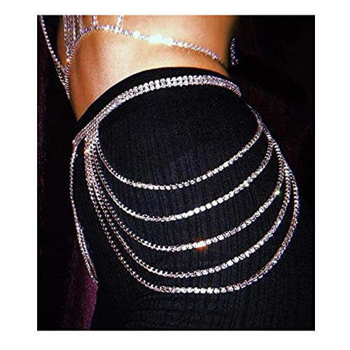 Rhinestone Body Chains Jewelry Waist Chain Crystal Body Chains Summer Beach Waist Body Jewelry Belly Hip Chain Jewelry for Women -Silver- Rhinestone Body Chains Jewelry Waist Chain Crystal Body Chains Summer Beach Waist Body Jewelry Belly Hip Chain Jewelry for Women -Silver-