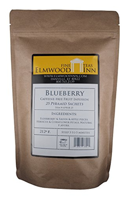 Elmwood Inn Fine Teas, Blueberry Caffeine-Free Fruit Infusion, 25 Pyramid Sachet Tea Bags