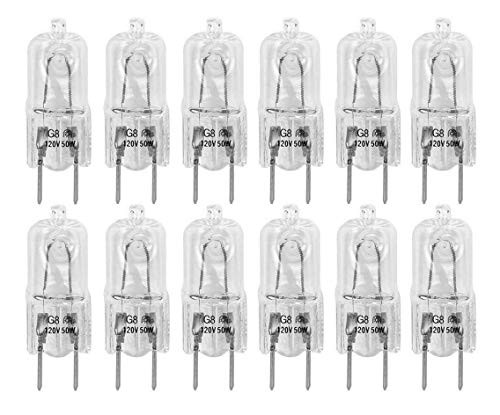 JMRoo 50W Halogen Bulbs 50 Watt G8 T4 JCD Bi-Pin 120-Volt Base Halogen Light Bulb for Chandeliers Wall Sconces Pendant Cabinet Landscape Desk Clear Le