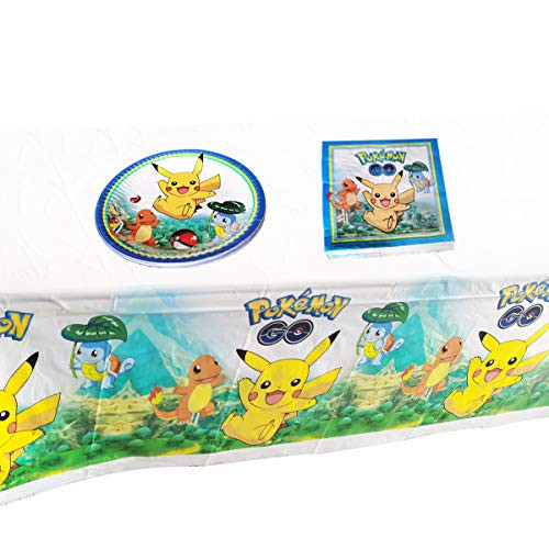 MC TTL Pokemon Birthday Party Supplies  20 Plates - 20 Napkins - 1 Tablecover Birthday Party Themed Party Supplies Set- MC TTL Pokemon Birthday Party Supplies  20 Plates - 20 Napkins - 1 Tablecover Birthday Party Themed Party Supplies Set-