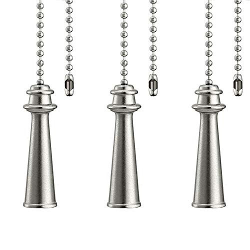 Ceiling Fan Pull Chain Decorative Ornaments Extension 12 Inches Fan Pulls Set For Ceiling Light Lamp Fan Chain Trophy Pull Chain Silver Fan Pulls 3 Pa