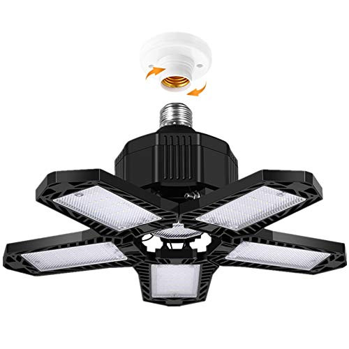 ISKYDRAW 1-Pack LED Garage Lights E26 100W Deformable LED Garage Ceiling Lights 10000LM Daylight Lamps with 5 Adjustable Panels Deformable LED Shop L ISKYDRAW 1-Pack LED Garage Lights E26 100W Deformable LED Garage Ceiling Lights 10000LM Daylight Lamps with 5 Adjustable Panels Deformable LED Shop L