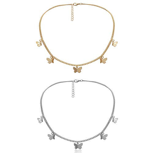 Butterfly Choker Necklace Dainty 18K Gold Plated Butterfly Choker Necklace for Teen Girls Brandy Melville Jewelry -Silver and Gold Butterfly Chain Nec Butterfly Choker Necklace Dainty 18K Gold Plated Butterfly Choker Necklace for Teen Girls Brandy Melville Jewelry -Silver and Gold Butterfly Chain Nec