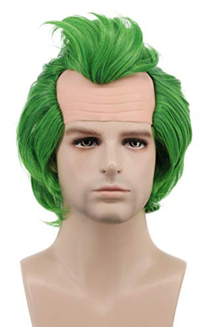 VGbeaty Men Women Short Straight Green Joker Wig Bald Head Halloween Cosplay Costume Anime Wig VGbeaty Men Women Short Straight Green Joker Wig Bald Head Halloween Cosplay Costume Anime Wig
