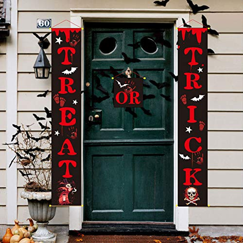 QINGYUN Halloween Decoration Trick or Treat Banner Door Sign Halloween Outdoor Banner Party Supplies for Halloween Door Porch Home Decor QINGYUN Halloween Decoration Trick or Treat Banner Door Sign Halloween Outdoor Banner Party Supplies for Halloween Door Porch Home Decor