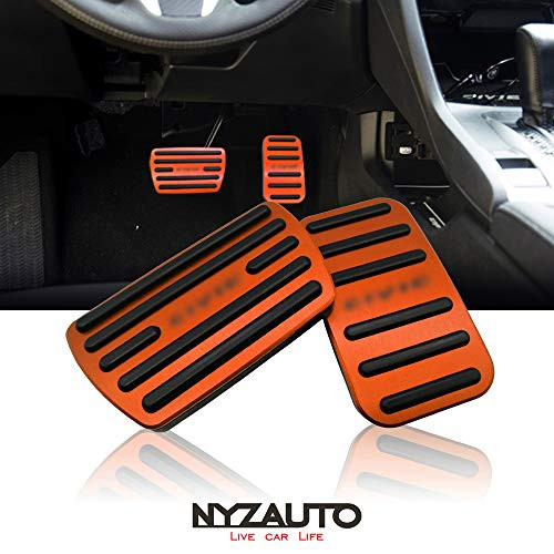 NYZAUTO Non-Slip Foot Pedal Pads Compatible with Honda 10th Civic Auto No Drilling Aluminum Brake and Accelerator Pedal Covers Gold