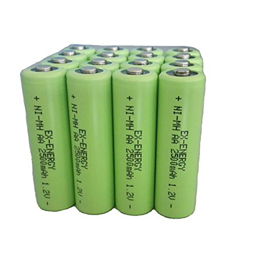 EX-ENERGY AA 1.2V 2500mAh LSD Button top NiMH Rechargeable Batteries 16 pack with Battery Storage Box