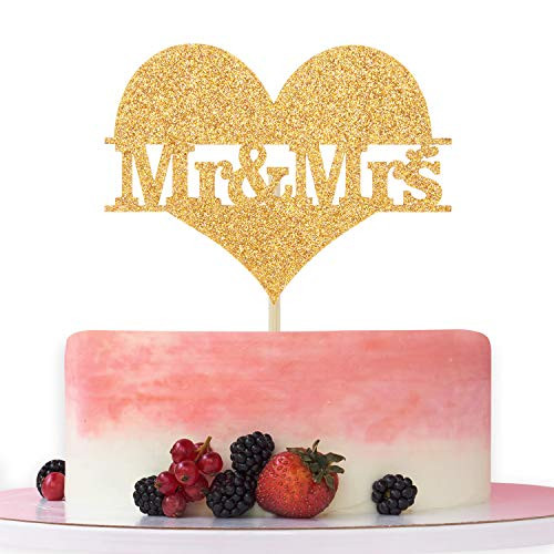 Gold Glitter Mr and Mrs Cake Topper for Wedding Engagement Party Decorations-Bridal Shower-Bachelorette Party Decorations Gold Glitter Mr and Mrs Cake Topper for Wedding Engagement Party Decorations-Bridal Shower-Bachelorette Party Decorations
