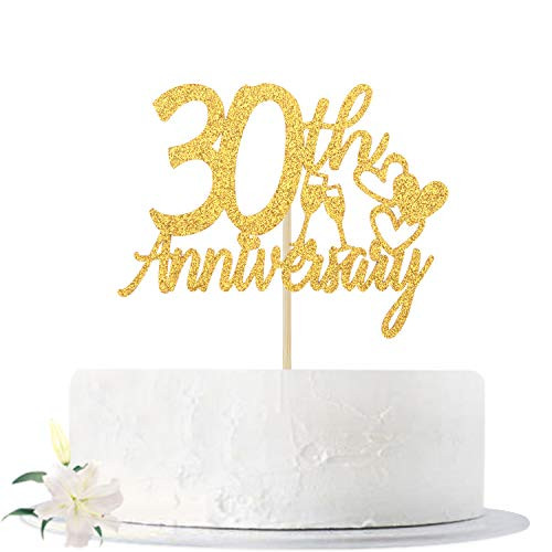 Gold Glittery 30th Anniversary Cake Topper - Cheers to 30 Years - 30th Wedding Anniversary - 30th Birthday -30th Anniversary Party Decoration Supplies Gold Glittery 30th Anniversary Cake Topper - Cheers to 30 Years - 30th Wedding Anniversary - 30th Birthday -30th Anniversary Party Decoration Supplies