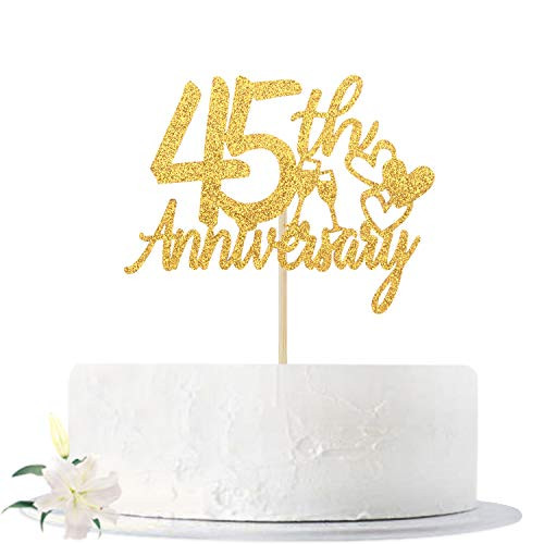 Gold Glittery 45th Anniversary Cake Topper - Cheers to 45 Years - 45th Wedding Anniversary -45th Birthday -45th Anniversary Party Decoration Supplies Gold Glittery 45th Anniversary Cake Topper - Cheers to 45 Years - 45th Wedding Anniversary -45th Birthday -45th Anniversary Party Decoration Supplies