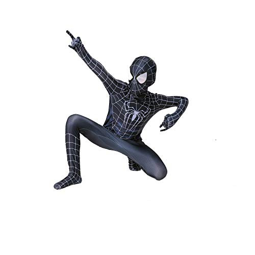YUNFENG Kids Bodysuit Superhero Costumes Spandex Halloween Cosplay Costumes -Medium  Black-