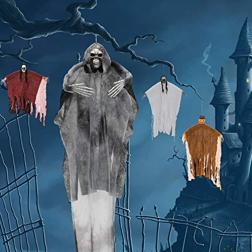 LessMo Halloween Hanging Ghost  Hanging Skeleton Grim Reapers in Horror Robe  for Best Halloween Hanging Decorations  Party  Haunted House Prop  Outdo