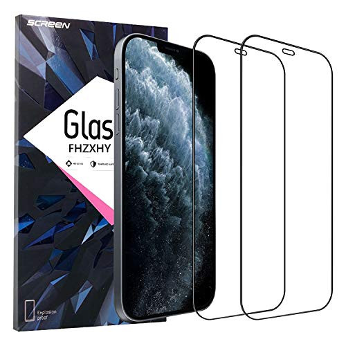 FHZXHY-2-Pack-Compatible with iPhone 12 Screen Film-iPhone 12 Pro Screen Protector HD Clear 9H Tempered Glass Film for iPhone 12-iPhone 12 pro 6-1 inc