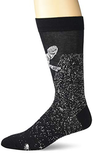 K- Bell Mens Conversation Piece Novelty Crew Socks  Clean Space -Black-  Shoe Size 6-5-12