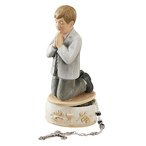 First Communion Keepsake Box with Praying Boy, 6 Inch