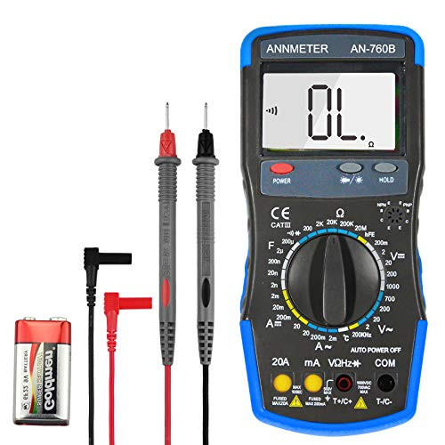 Multimeter Voltage Tester - Digital ACandDC Current Voltmeter  Volt Ohm Amp DMM  Reading Capacitance Resistance Frequency  Diode Continuity hFE Test wit