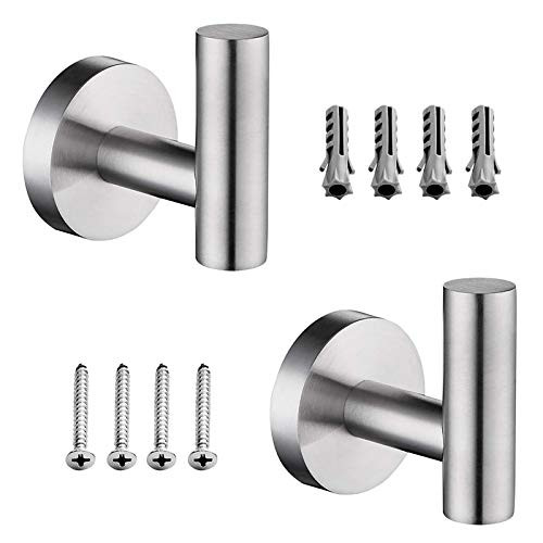 YeHeng Heavy Duty Wall Hooks Bathroom Towel Hooks Hangers SUS 304 Stainless Steel Coat Hook Round Clothes Waterproof Towel Coat Robe Hook Wall Mount f