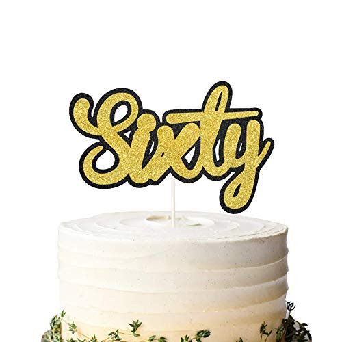 Sixty Cake Topper  60 Cake Topper  60th Birthday Cake Decor  60th Wedding Anniversary Cake Decor for Sixty Birthday Party  Anniversary Party Decoratio