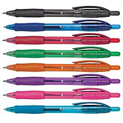FORAY(R) Soft-Grip Retractable Ballpoint Pens, Medium Point, 1.0 mm, Assorted Barrels, Assorted Ink Colors, Pack Of 8