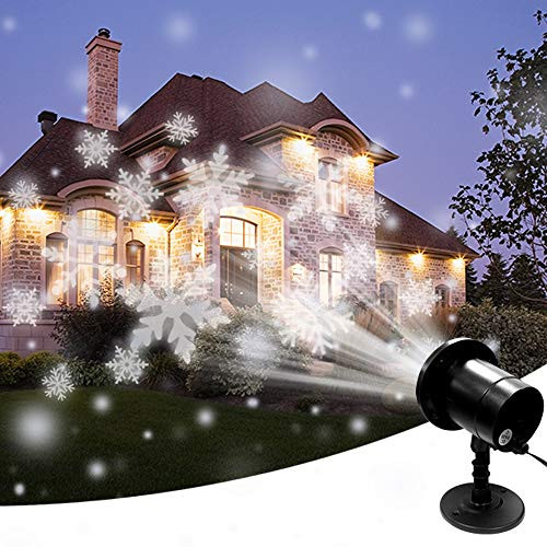 SZWTC Snowfall LED Light Projector  Christmas Snow Light Snow Falling Projector Lamp Dynamic Snow Effect Spotlight for Garden Ballroom  Party Hallowee