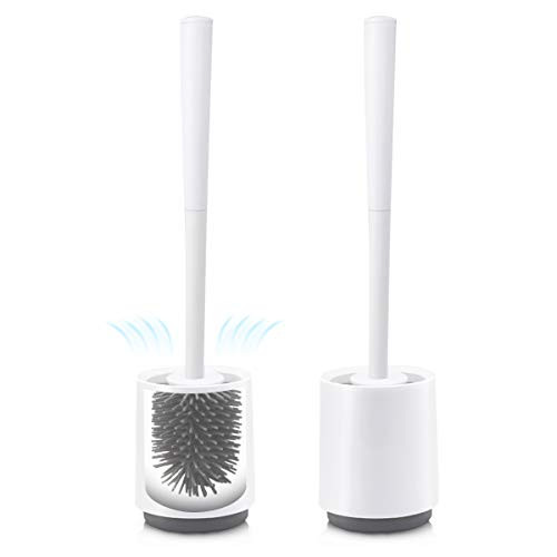 Upgraded Toilet Brush and Holder Set  2 Pack Toilet Bowl Brush with Durable TPR Bristles  Compact Toilet Bowl Cleaner Brush for WC Cleaning and Bathro