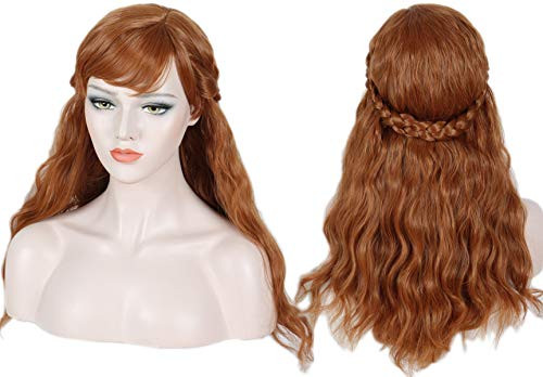 Linfairy Long Cosplay Wig Halloween Costume Wigs For Women -brown-