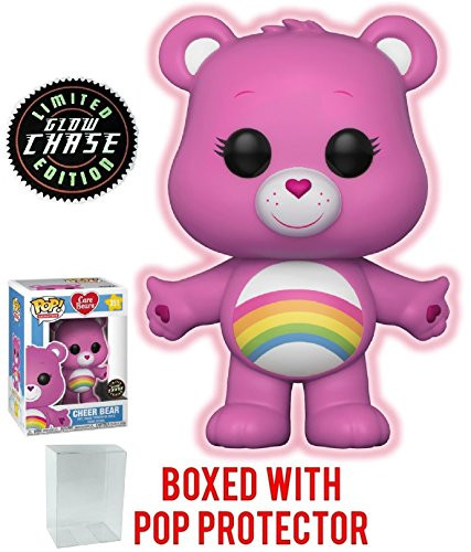 Funko Pop! Animation: Care Bears - Cheer Bear CHASE Variant Glow in the Dark Vinyl Figure (Bundled with Pop Box Protector Case)