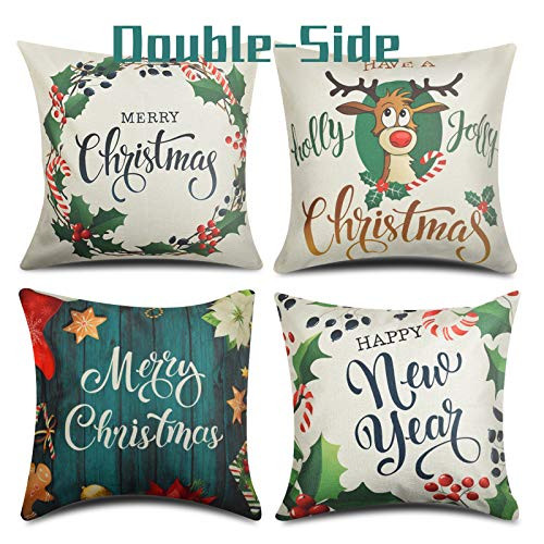 Sawaruita Farmhouse Christmas Throw Pillow Cover 18 x 18 Inch Set of 4 Winter Holiday Rustic Cushion Case for Sofa Couch Christmas Decor Pillow Cover Sawaruita Farmhouse Christmas Throw Pillow Cover 18 x 18 Inch Set of 4 Winter Holiday Rustic Cushion Case for Sofa Couch Christmas Decor Pillow Cover